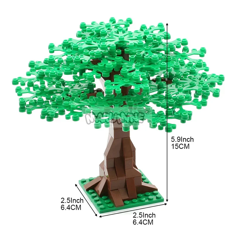 Marumine 102PCS MOC Blocks Tree Set City Street View Plant Building Brick Construction DIY Garden Jungle Grass Accessories Parts