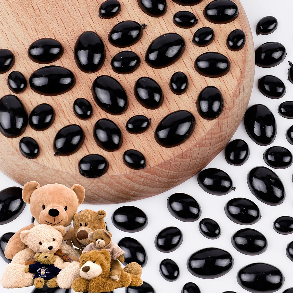 50-200 Uds. Ojos de muñeca negros ovalados, ojos de plástico de seguridad, juguetes para hacer muñecas, ojos de oso de ganchillo, muñeca Amigurumi, accesorios para ojos artesanales