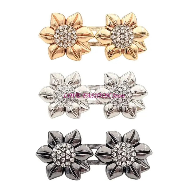 

Rhinestones Flower Adjustable Waistband Clip No Sew Fastener Alloy Fashion Embellishment Y166