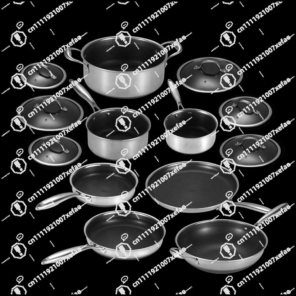 20 Pieces Stainless Steel Mixed Cookware Set Lid Cookware Set Non-Stick 3 Layers of Stainless Steel