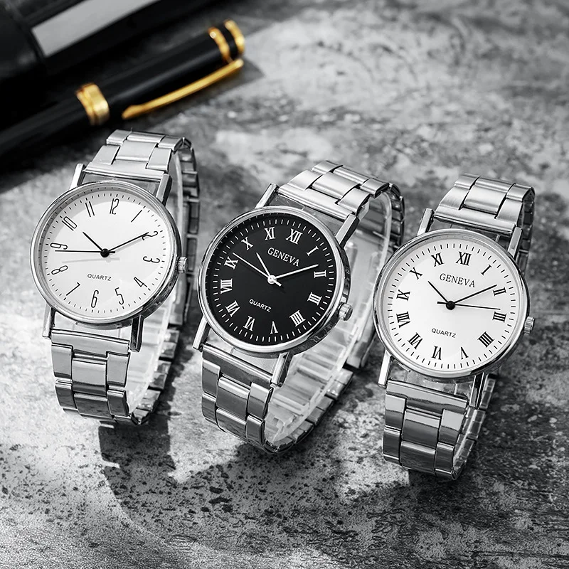 Montres à Quartz pour hommes d'affaires, Vintage, simples, cadran rond en acier inoxydable, montre-bracelet décontractée, moderne et classique, 2025