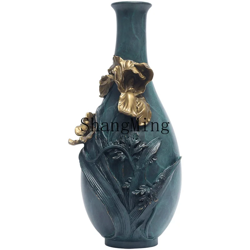 

ZYY Brass Cymbidium Vase Ornament Modern Home Living Room Tabletop Vase Ornament