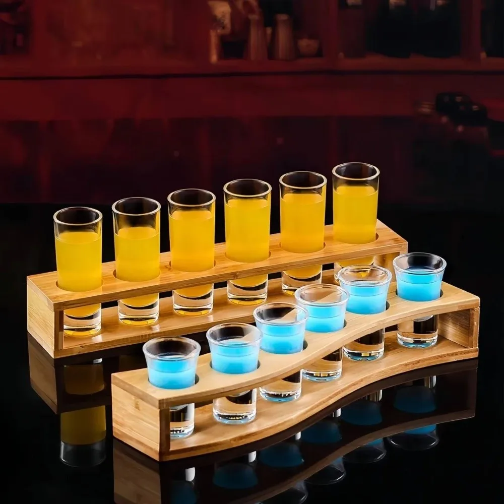 Cup Serving Tray 6/12 Holes Shot Glass Holder Save Space Round Hole Glass Cup Holder Wooden Smooth Wine Cup Shelf Home Brewery