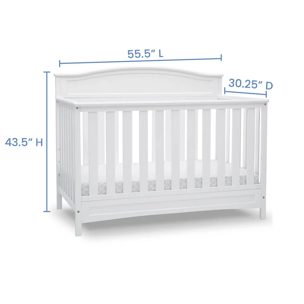 2023 New 4-in-1 Convertible Crib,  Dual Sided Recycled Fiber Core Crib and Toddler Mattress