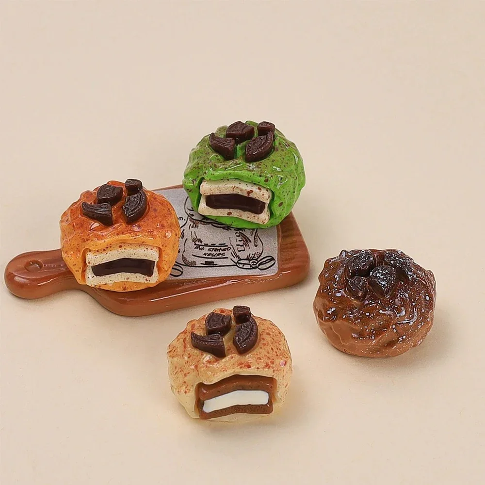 5PCS 17x23mm Chocolate Cookies Miniature Flat Back Resin Cabochons For Hairpin Scrapbooking DIY Home Decor Craft Accessories