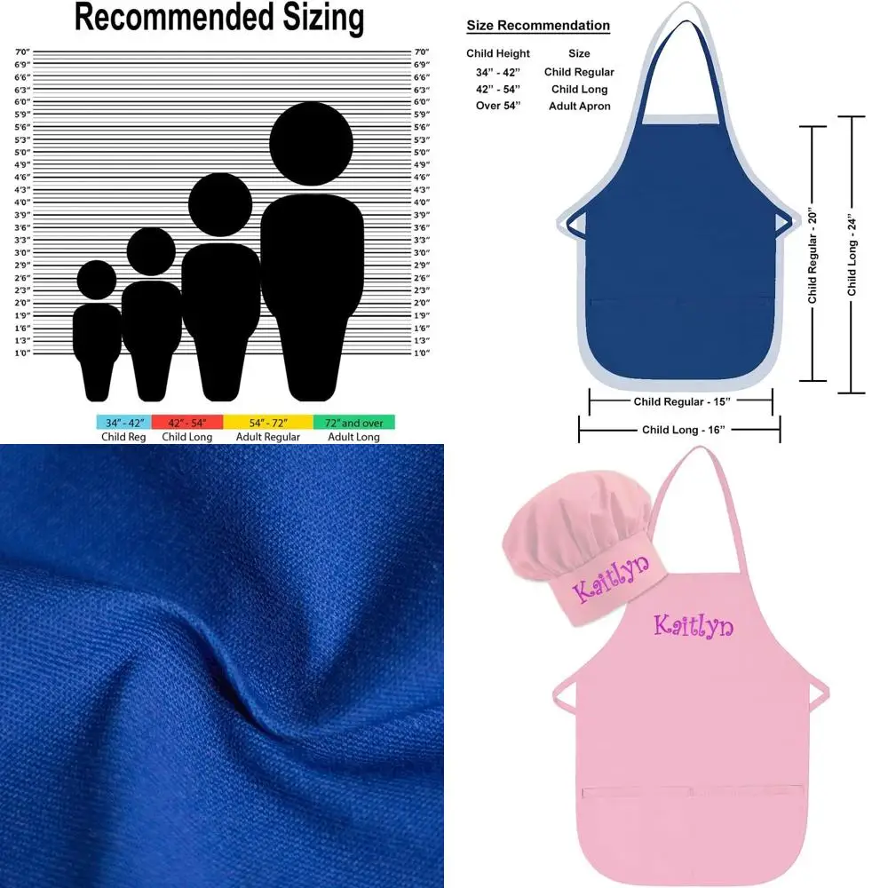 

Детский фартук и шапочка с вышивкой на заказ, сделанные в США, для малышей и детей