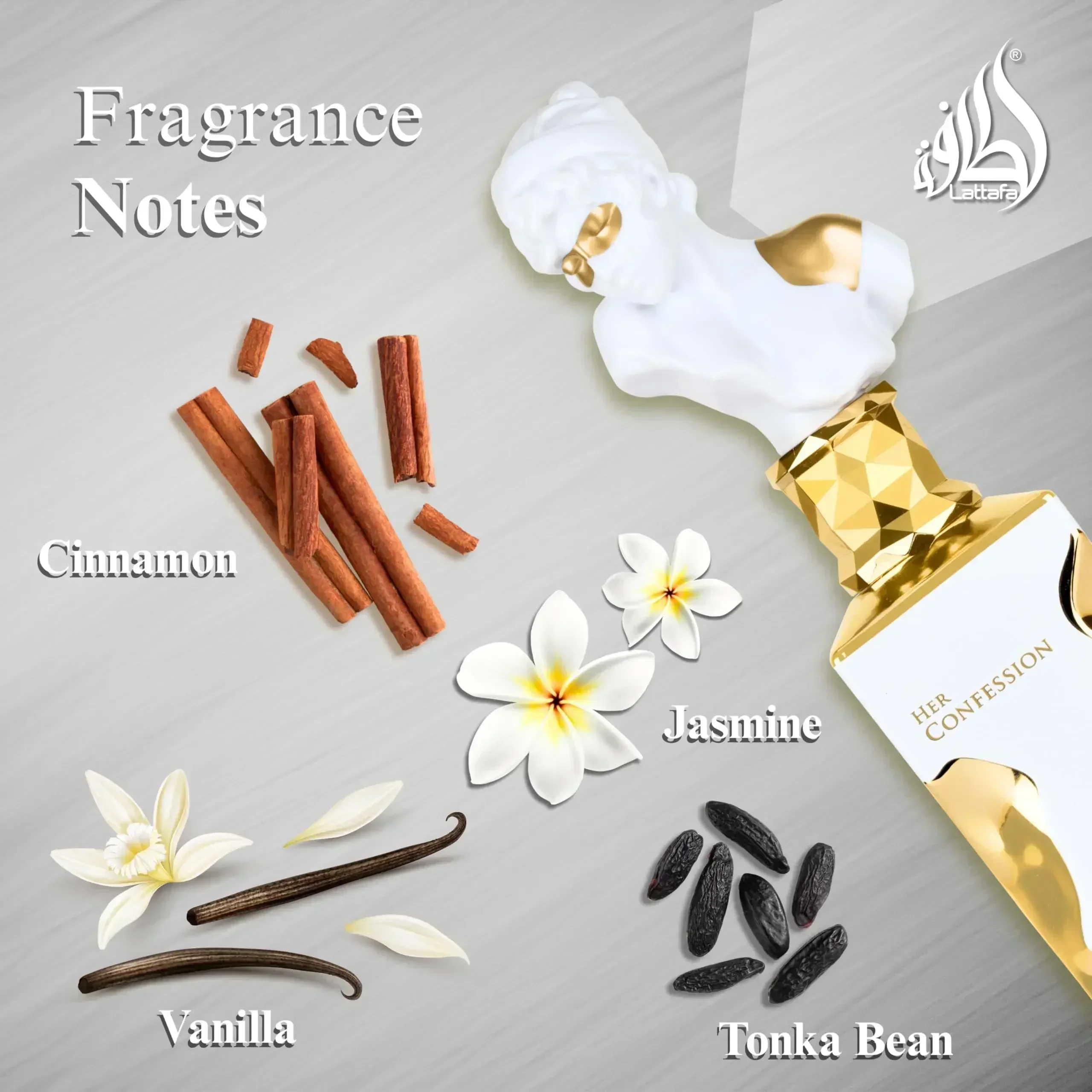 3.40 Ounce  100 Ml Lattafa Her Confession - Vanilla, Floral, Amber, Musk - Eau De Parfum Long-Lasting Fragrance for Women,