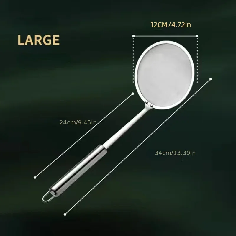 1pc Fat Skimmer Spoon, Stainless Steel Fine Mesh Skimmer, Strainer Spoon For Removing Grease Fat And Foam, Kitchen Tools