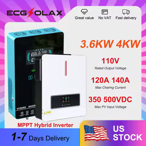 ECGSOLAX 3.6/4KW Hybrid Solar Inverter 24V 110/120V Pure Sine Inverter with MPPT Solar Charge Controller Off-grid Inverter WiFi