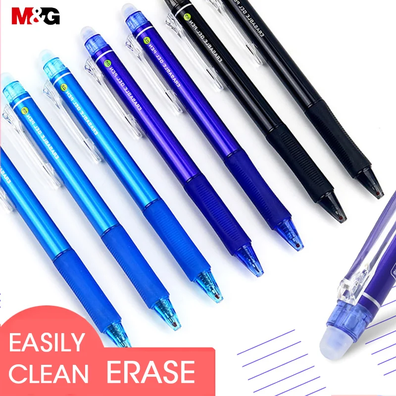 12 Pcs/lot Students Retractable Erasable Pen 0.5mm Erasable Gel Ink Pens refill Pen writes erases blue heat transfer vanish pen