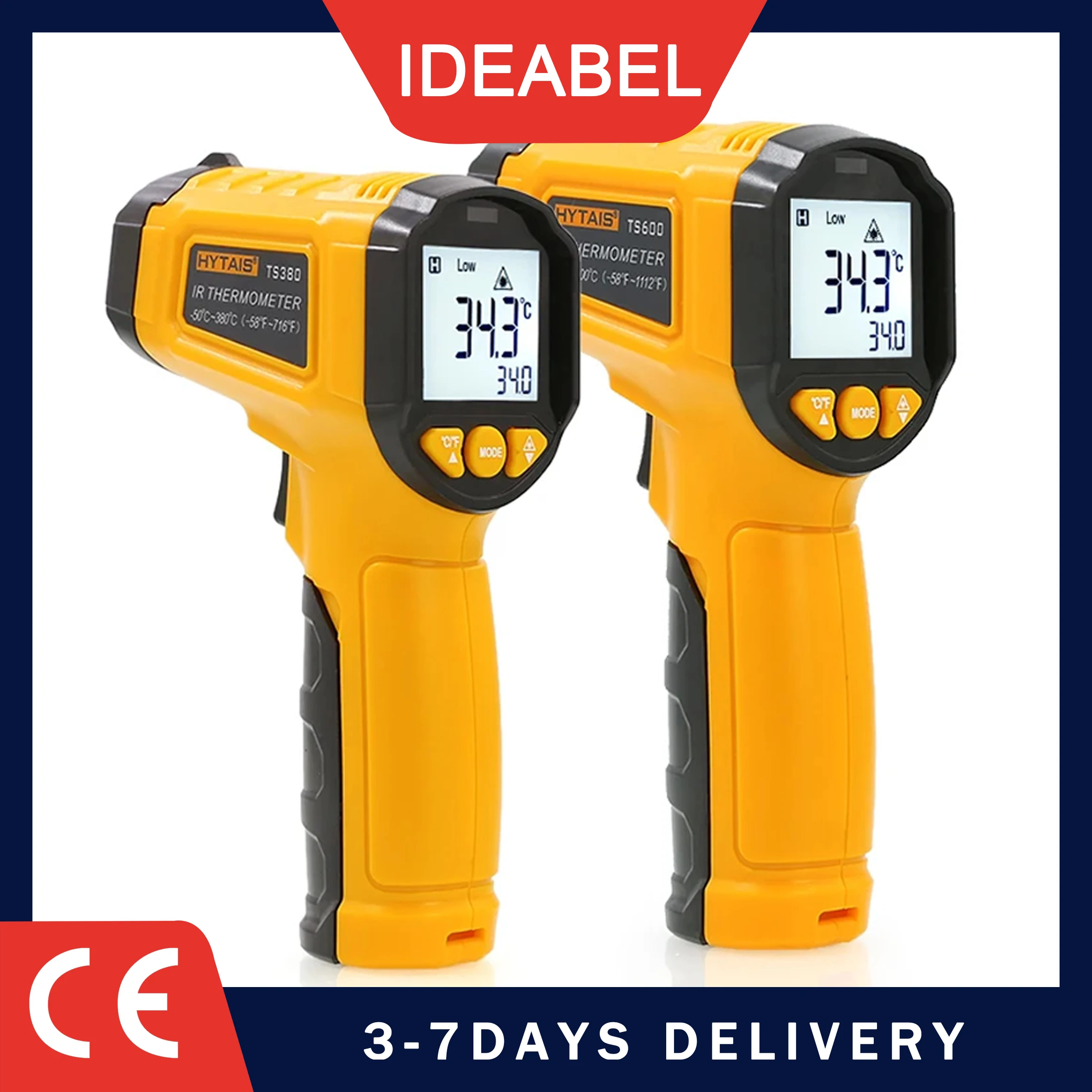 IDEABEL Medidor de Temperatura Láser sin Contacto -50~600 ℃   Termómetro Infrarrojo Digital, Termómetro Láser, Pirómetro