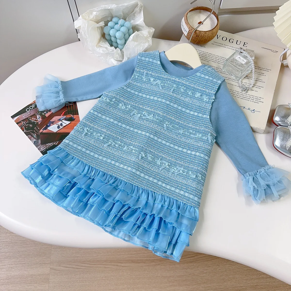 

New Girl Suit 2025 Spring and Autumn New Baby Girl Fashion Vest Skirt Bottoming Shirt Two-piece Set