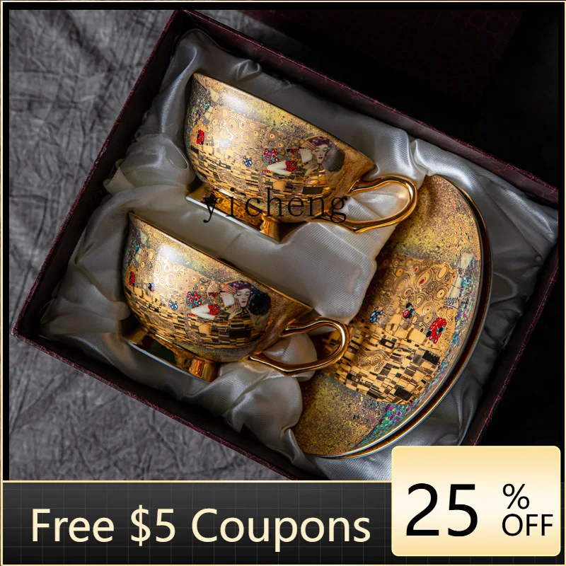 

YFY European coffee cup and saucer bone china high-value gift box set gift ceramic cup tea set afternoon teacup gift