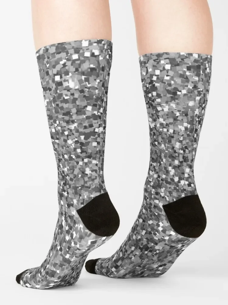 Silver Glitter Art Socks Men's new in's with print Mens Socks Women's