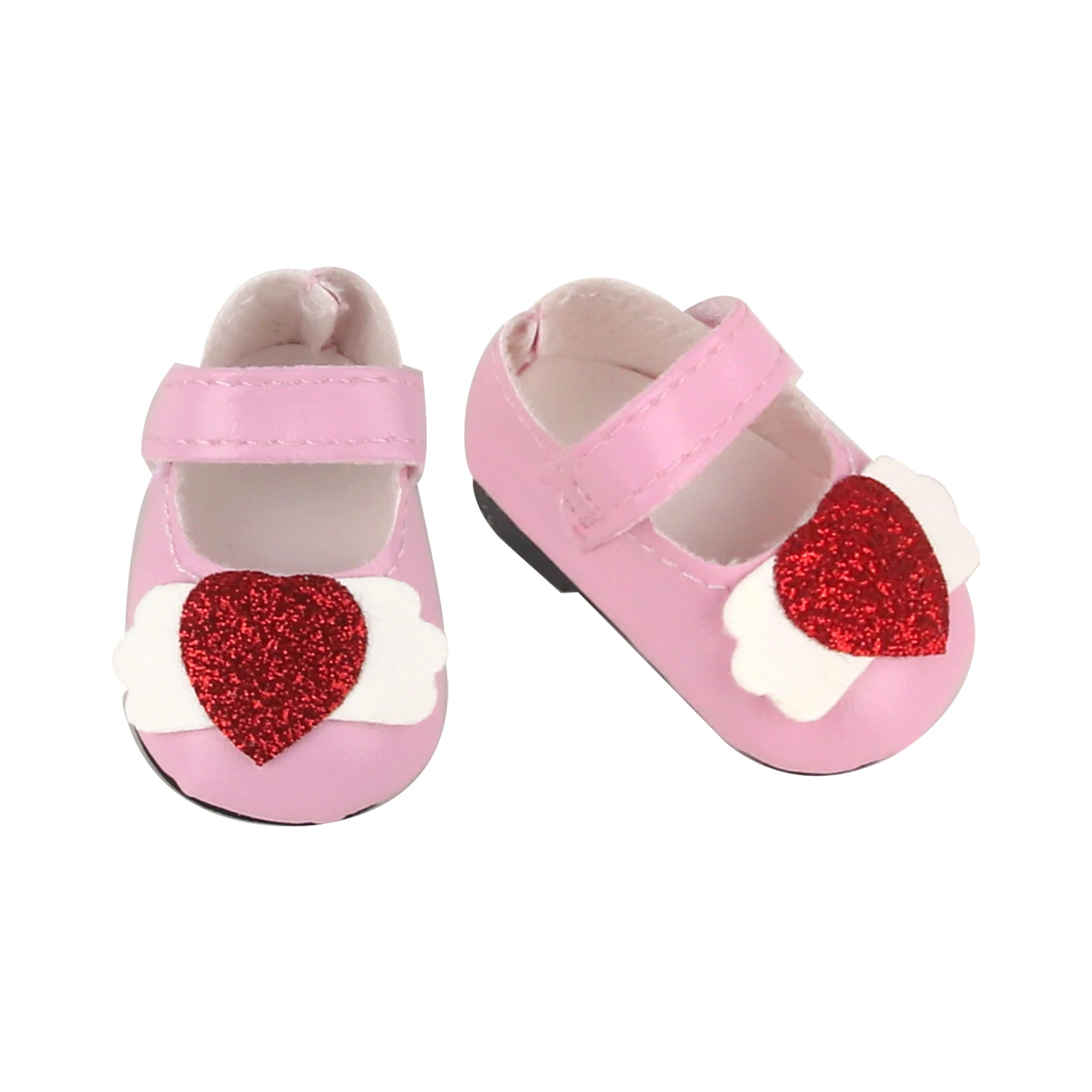 5CM Bow Knot Heart Leather Doll Shoes For 14 Inches American&35CM Baby Girl Doll Cute Mini Shoes Boots For Nancy Doll Toy Gift