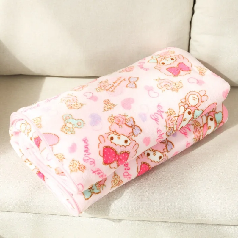 Cute My Melody Coral Fleece Blanket Children's Summer Air Conditioning Blanket Sanrio Winter Thickened Warm Single Nap Blanket