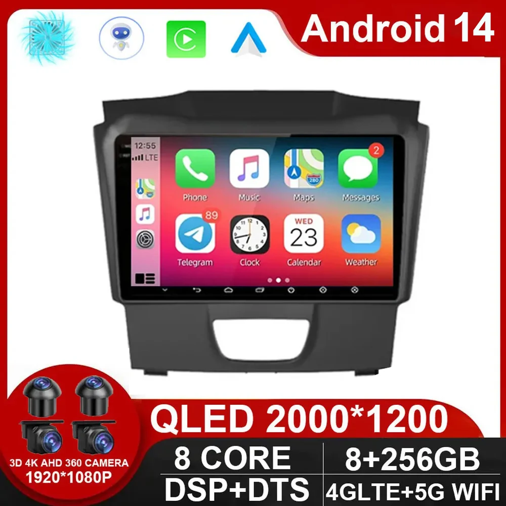 

Carplay Autoradio Android 14 Screen Auto Radio Multimedia Head Unit For Isuzu DMAX 2015-2019 Car Player Navigation GPS Stereo