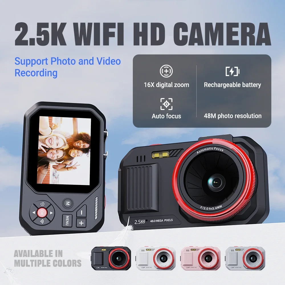 2.5K 48MP Digital Camera with Autofocus 16X digital zoom - 2.8 Inch Screen Compact Camera for Travel & Selfie Photography Video