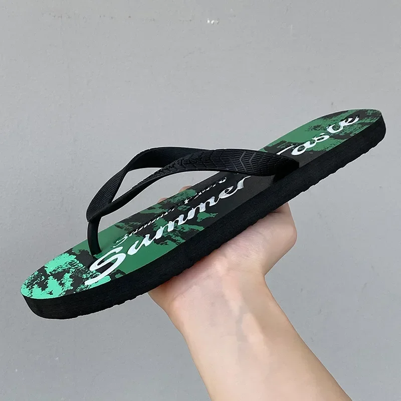 New Graffiti Flip Flops for Men in Summer Fashionable Outerwear for MenPersonalized Anti Slip Slippers for  Beach PVC Mens Shoes