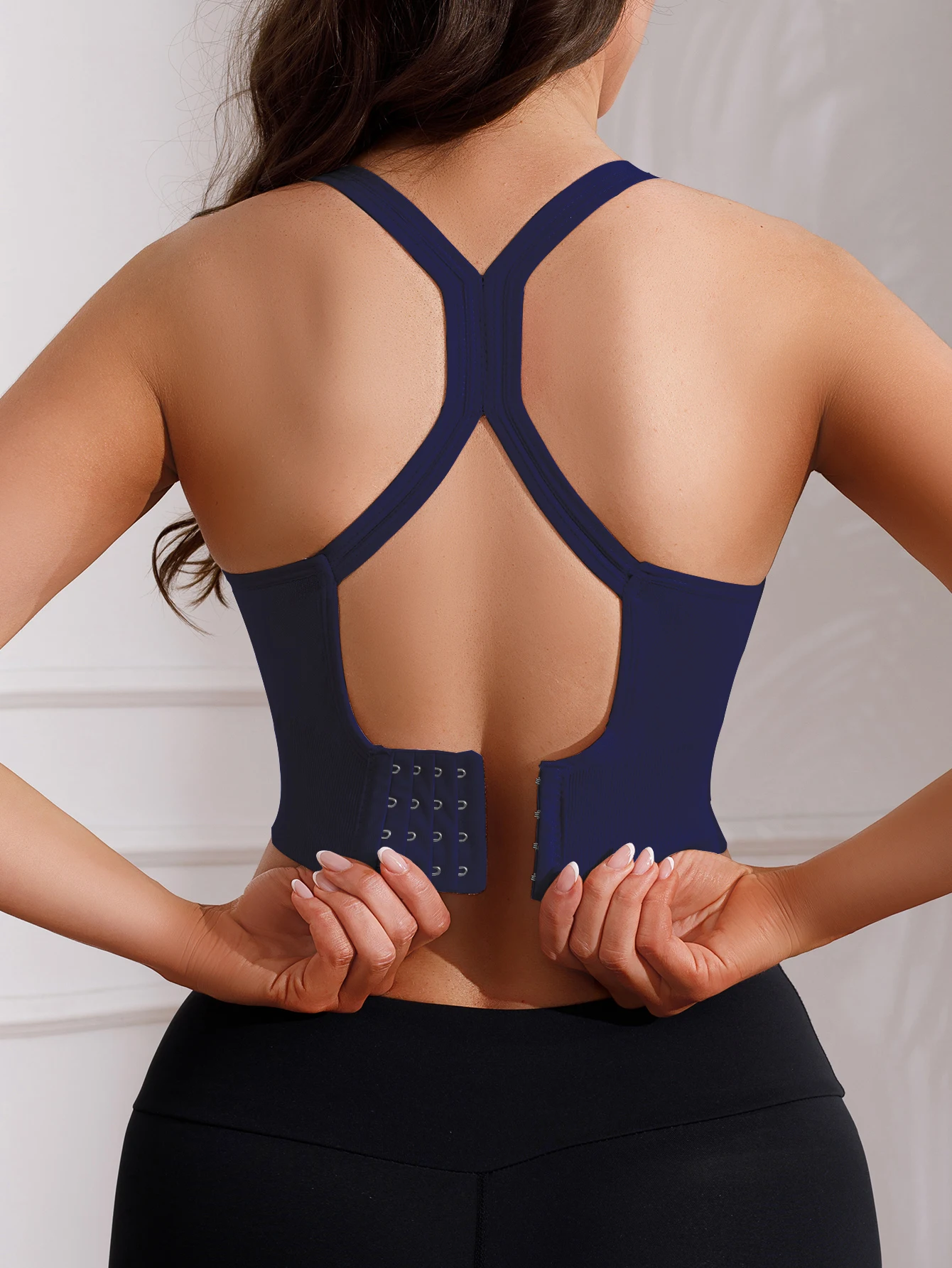 Women's Seamless Sports Bra, High Support Workout Running Vest, Yoga Gym Fitness Top, Wirefree Side Support Backless Crop Top