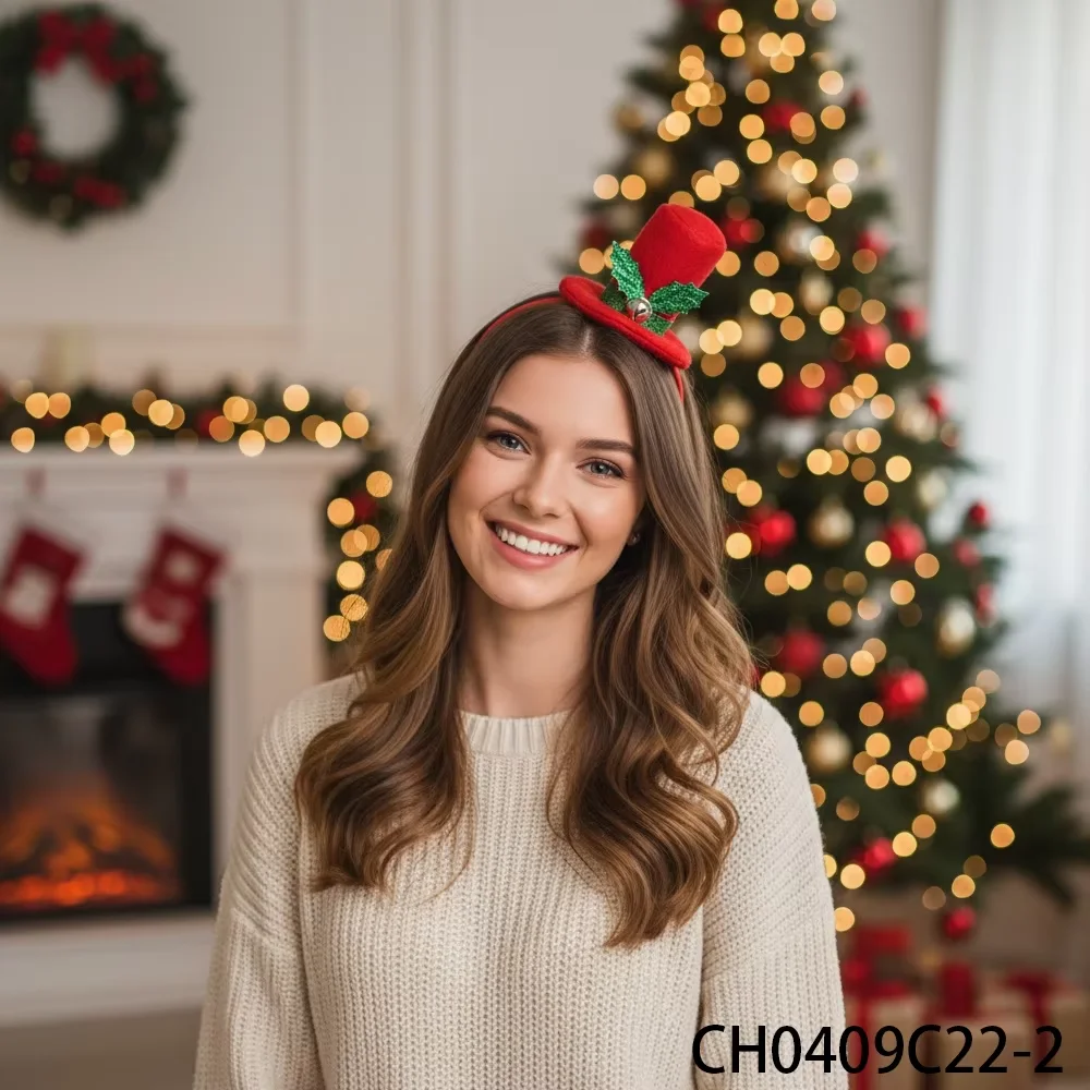 PESENAR عيد الميلاد أفضل قبعة عقال سانتا قبعة الشعر هوب أغطية الرأس المرنة صور الدعائم لمستلزمات ديكور حفلات العطلات الإبداعية