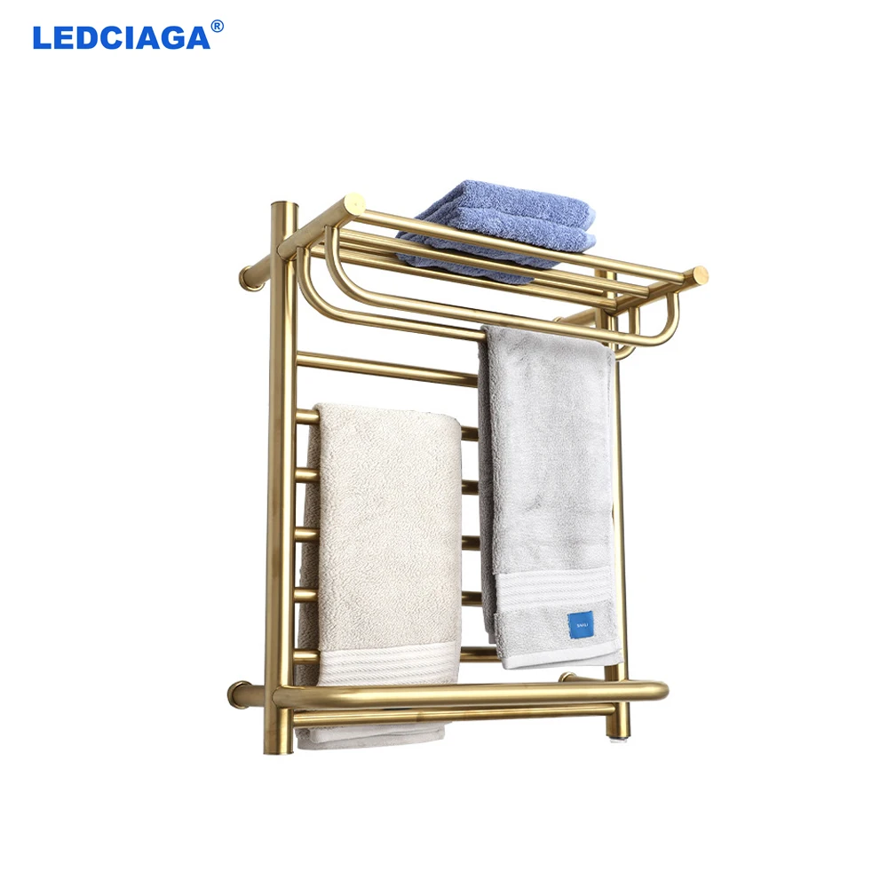 Electric Towel Rack Wall Mounted Heated Towel Rail Bathroom Towel Warmer Towel Heater Dryer with Timer Waterproof Energy Saving