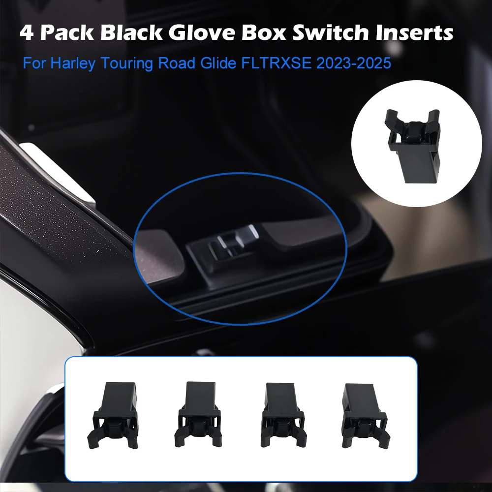 Heavy-Duty 4PCS Fairing Glove-Box Latch Inserts for Harley Road Glide & Street Glide 2023-24 - Thickened Shockproof