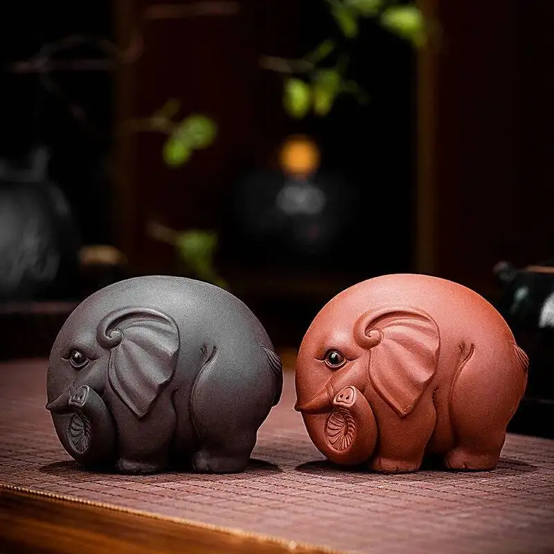 Tea Pet Purple Clay Wealth-attracting Ornament Elephant Tea Play Tea Table Auspicious Elephant Ornament