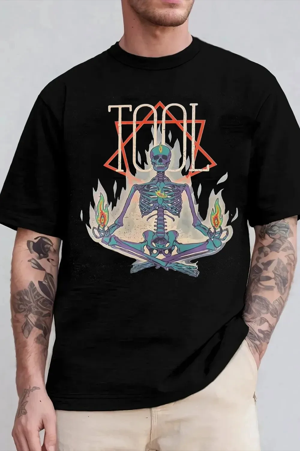 Tool Rock Band Grafik-T-Shirt, Retro Streetwear Harajuku-Stil, reine Baumwolle, bedruckt, kurzärmelig, Unisex, cool, alltagstauglich, neutral