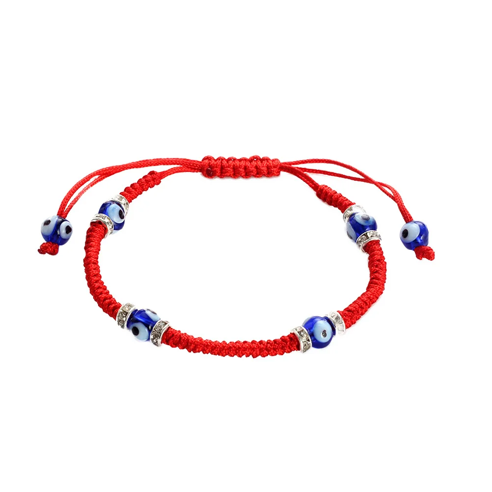 

Braided Rope Bracelet Red Adjustable Handmade Woven Charm For Lucky Gift Eye Shaped Bead Couple Friendship Jewelry