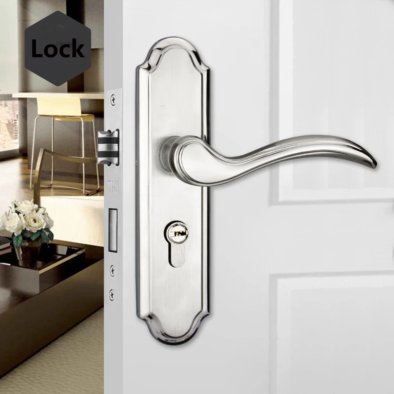 304 Stainless Steel Modern Simplicity Sliding Door Lock  Indoor Bedroom Solid Wood Door Universal Household Handle Lock