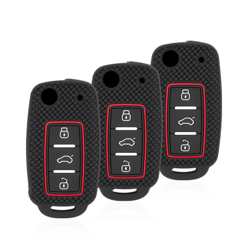 Silicone Car Key Fob Case Cover for Volkswagen Sagitar/Polo/Golf/Bora/Tiguan/TOUAREG/Phaeton/SEAT/Skoda Key Fob Cover