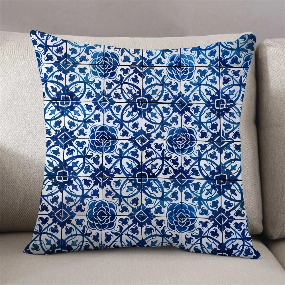 Mediterranean Style Cushion Cover 45x45 Cushions Covers Bedroom Bed Cushion Decorative Pillowcase 50x50 Decoration Living Room