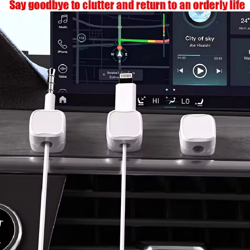 Magnetic Cable Clips Smooth Pulling Self-Adhesive Charging Wire Holders for Car Home Office Organizational Supplies