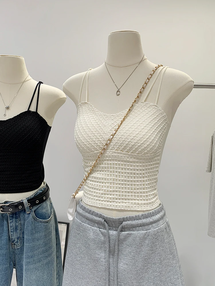 White Strapless Vest Women's New 2026 Inner Beauty Back Bra Integrated Outdoor Wear Anti-Light Top with Chest Pad Short Style