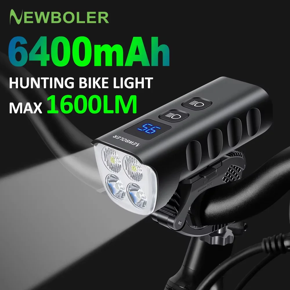 

NEWBOLER Bike Light 6400mAh Waterproof USB Hunting Bike Light Red Light 1600Lm Charging MTB Road Cycling Lamp Bike Accessories