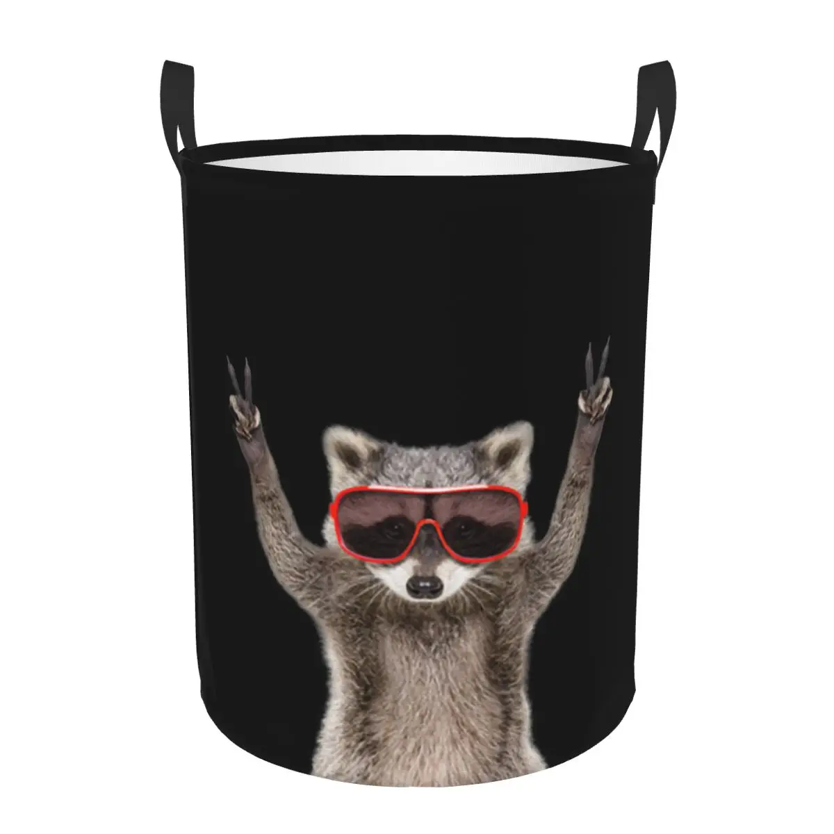 Funny Raccoon Laundry Hamper Large Storage Basket American Flag Animals Kids Nursery Toy Organizer