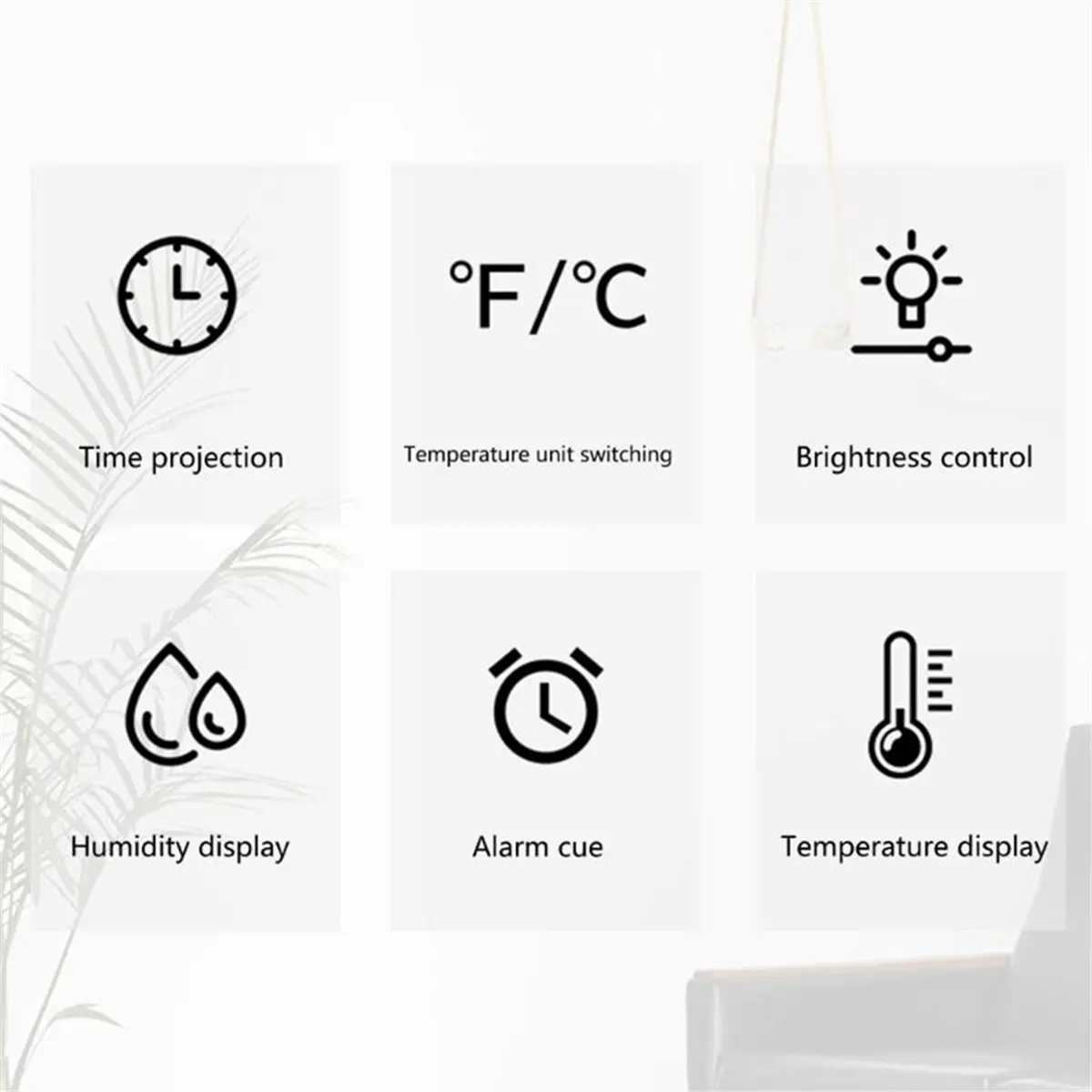 goodidea Multifunctional Clock Temperature and Humidity Projection Alarm Clock LED Mirror Clock with Data Projection Blue