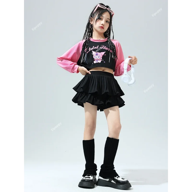 Kids Hip Hop Dance Practice Clothes Girls Street Dance Jazz Dance Clothes Suit Cheerleader Costume Walking Show Performance