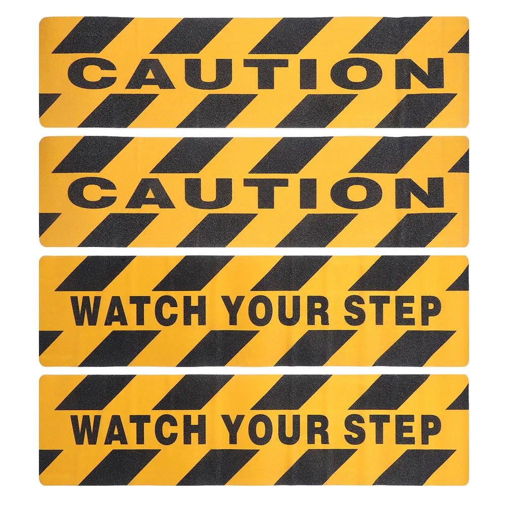 4-個入り「watch-your-step」滑り止め注意テープ床安全ストリップ階段通路用研磨性トレッド濡れた床職場の危険物用