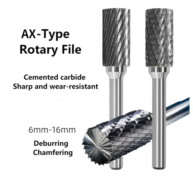 Perceuse rotative en carbure de tungstène, tête de Type AX de 6mm, en alliage de tungstène, fraise à pointe de sculpture, broyeur, outils abrasifs