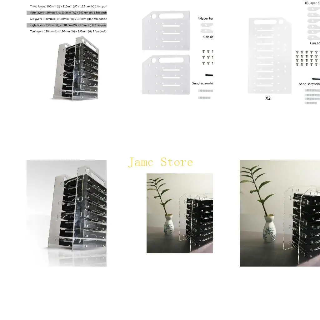 LX0B Hard Disk Rack Mechanical Hard Disk Cage Expansion Bracket External 3.5 Desktop Transparent Acrylic Hard Disk Box