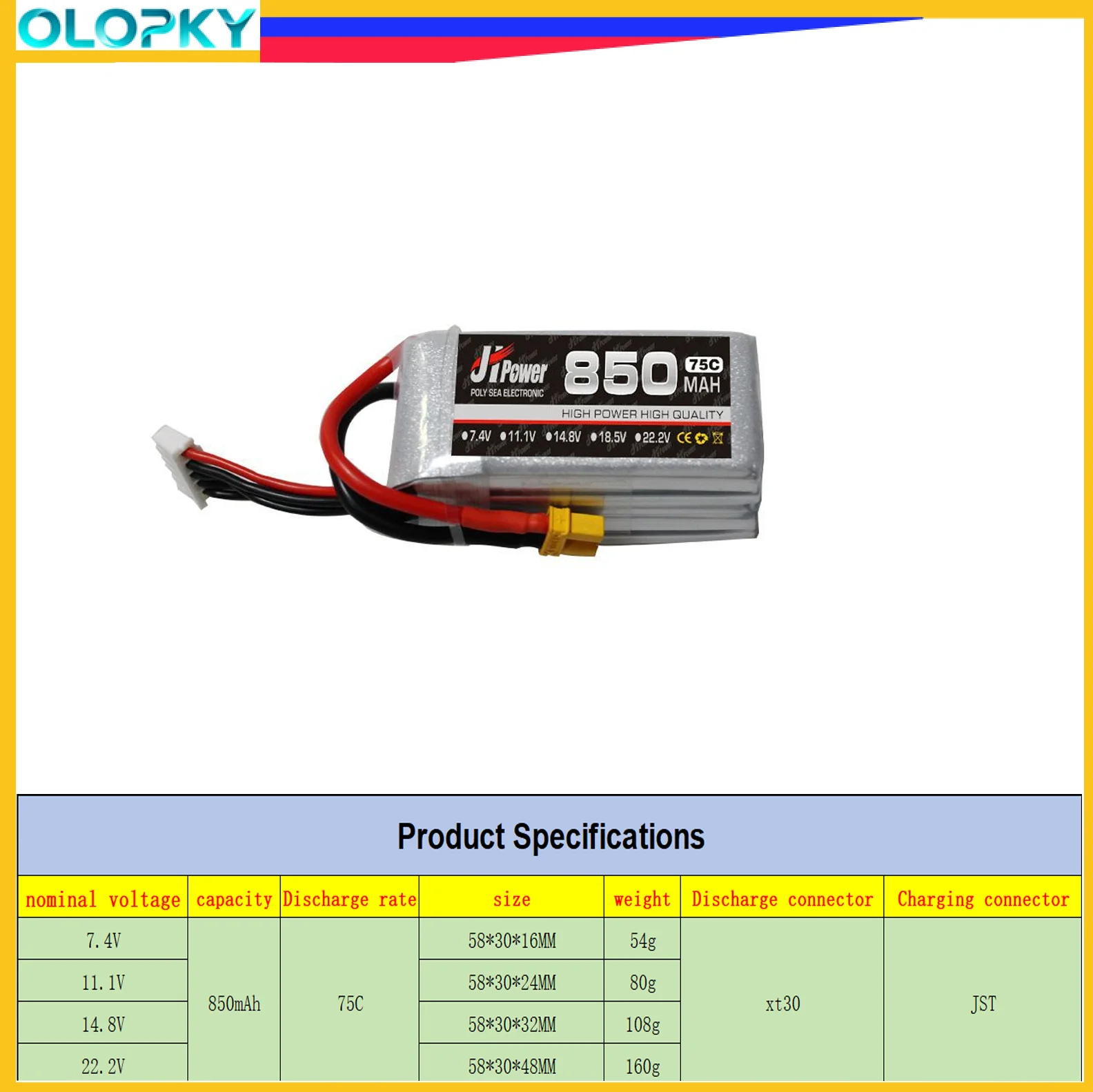 Lipo Battery 7.4V 11.1V 14.8V 18.5V 22.2V 29.6V 850mAh 2200mAh 3500mAh 35C 75C with XT60 connector For FPV Quadcopter Helicopter