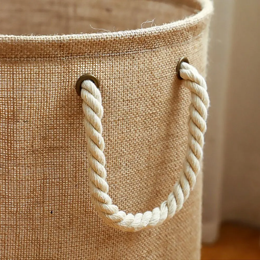 Waterproof Cotton Linen Laundry Basket Large Capacity Foldable Sundries Organizer with Handle Household Toys Storage Bins Home - Image 3