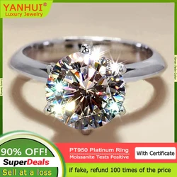 Luxury PT950 Platinum 5 Carat Diamond Moissanite Rings With GRA Credentials Women's Bride Eternal Wedding Band Fine Jewelry Gift