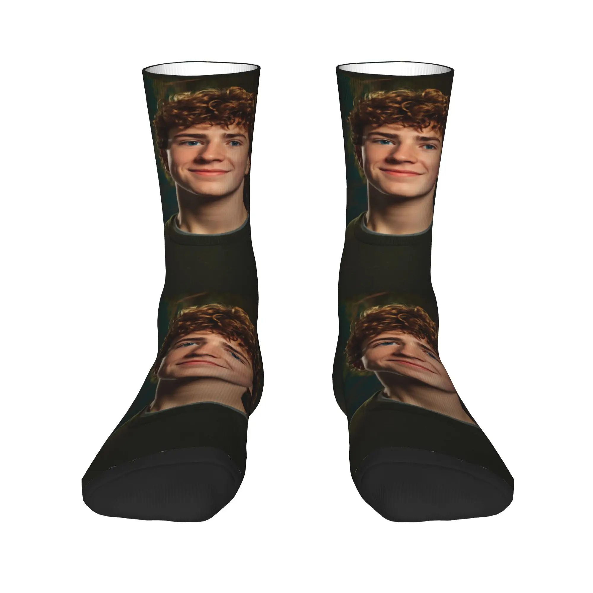 Adults Men Socks Walker Scobell Smile Mask USA Actor (9)  Stockings Non Slip Breathable Socks Spring Funny Design Cycling Socks