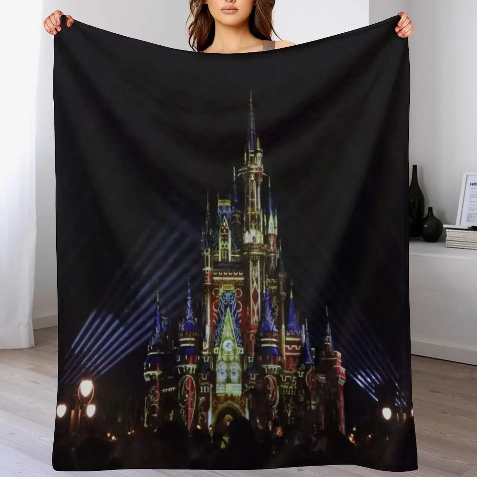 Happily Ever After Castle Throw Blanket Travel Size Cozy Blanket for Plane Train