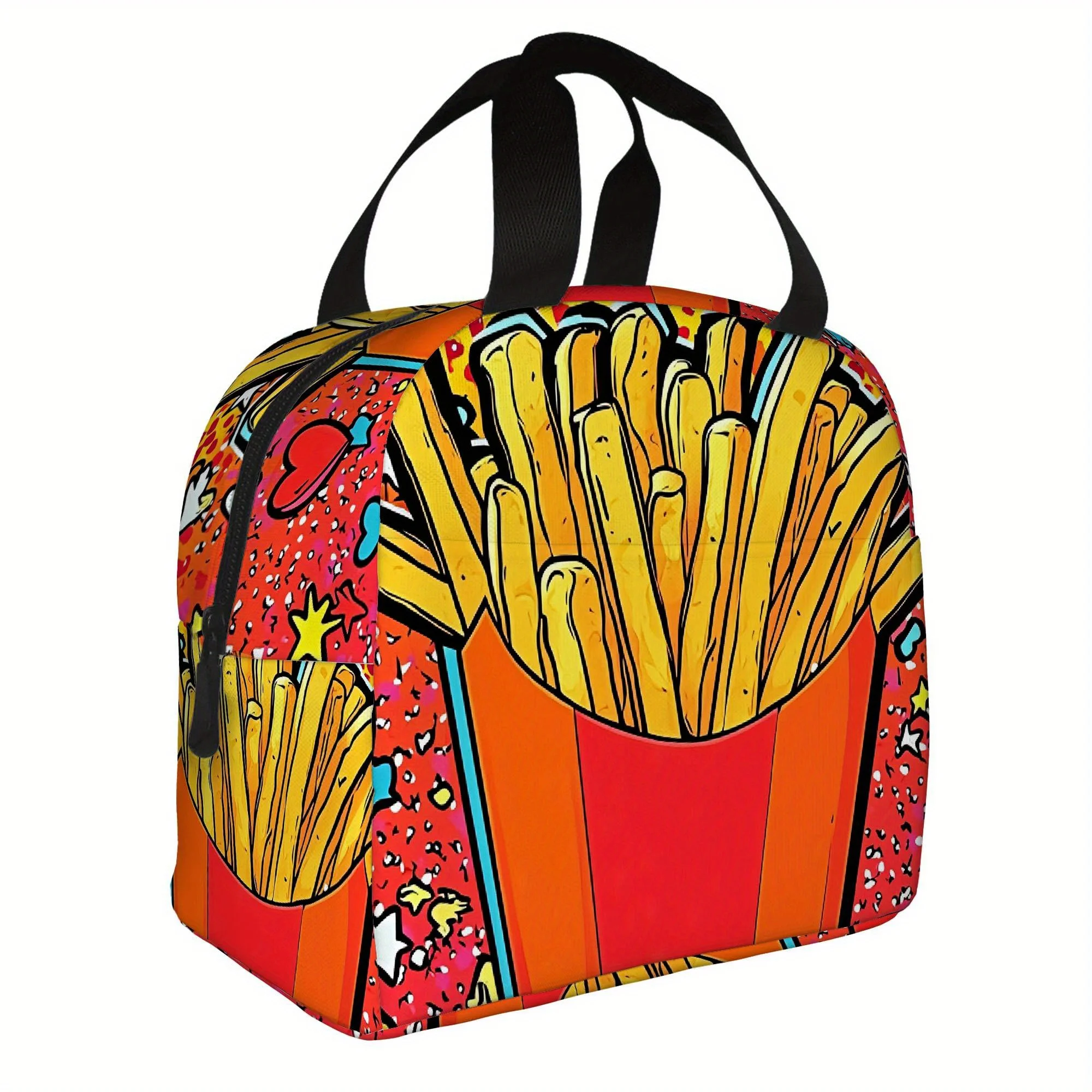 1pc French Fry-Themed Thermal Insulated Bag - Fast Food Restaurant Design with French Fries in Red Container