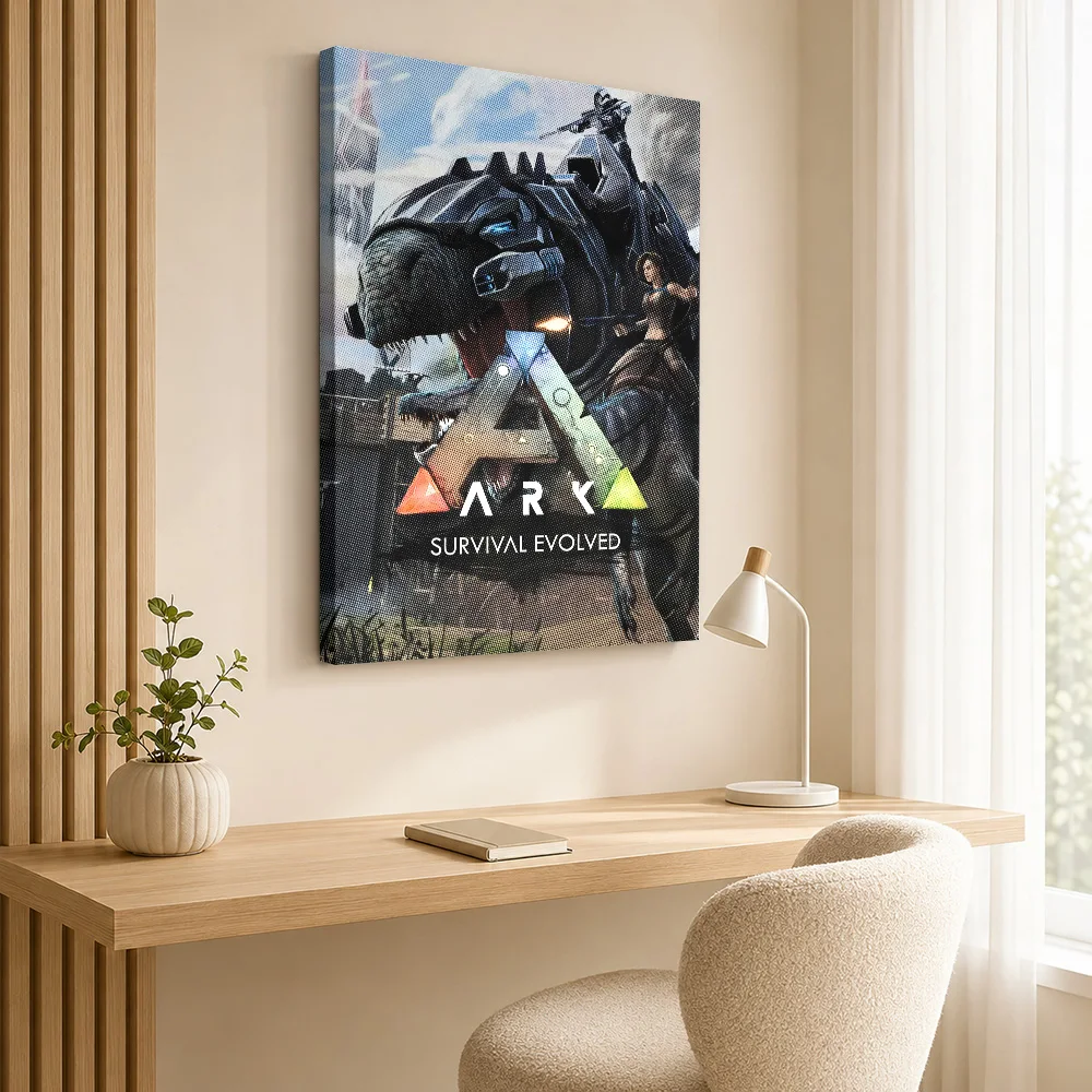 Ark Survival Evolved Framed Canvas Print Posters Bold Style Canvas Wall Art With Personalized Photo For Playroom Ideal Teen Gift