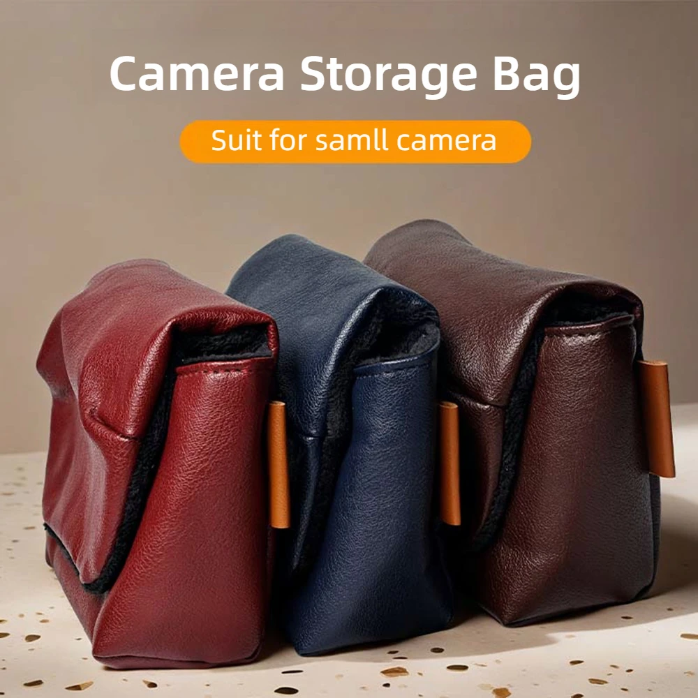 Camera Leather Handbag Storage Bag Soft Case for Sony Fuji X70 Panasonic TZ90 Casio ZR70 ZR5500 Ricoh GR3 Mirrorless Accessories
